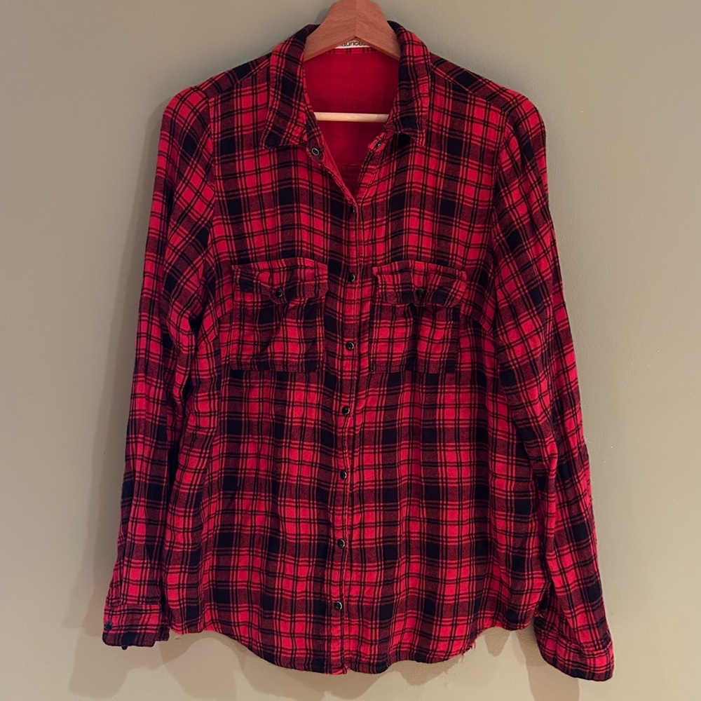 Maurices Red Plaid Flannel Top Size 0X